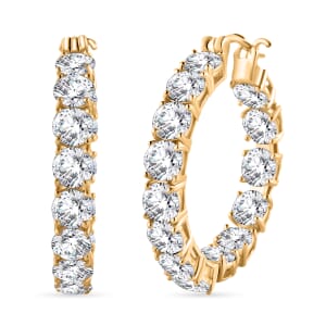 100 Facet Moissanite Hoop Earrings in 18K Vermeil Yellow Gold Over Sterling Silver 13.75 ctw