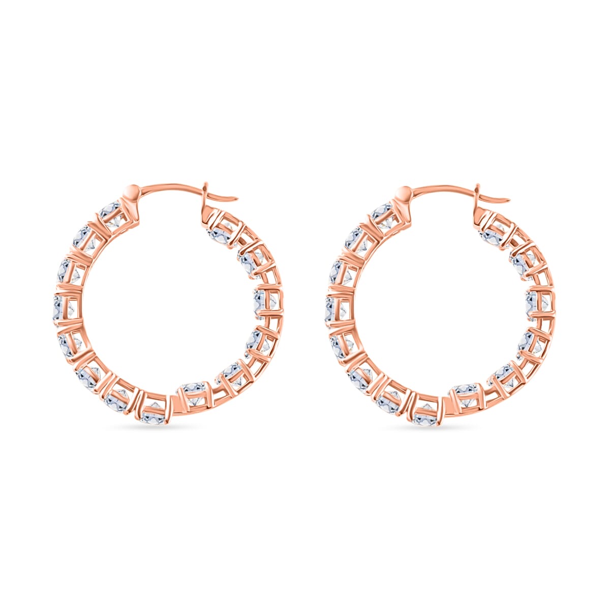 D'Joy 100 Facet Moissanite 13.75 ctw Hoop Earrings in 18K Vermeil Rose Gold Over Sterling Silver image number 2