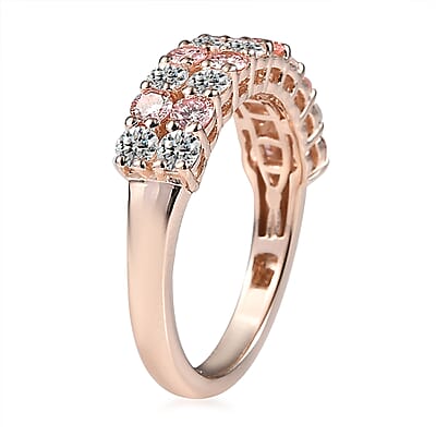 Lab Grown Pink Diamond IR and Lab Grown Diamond SI 1.30 ctw Ring in 18K Vermeil Rose Gold Over Sterling Silver (Size 7.0)