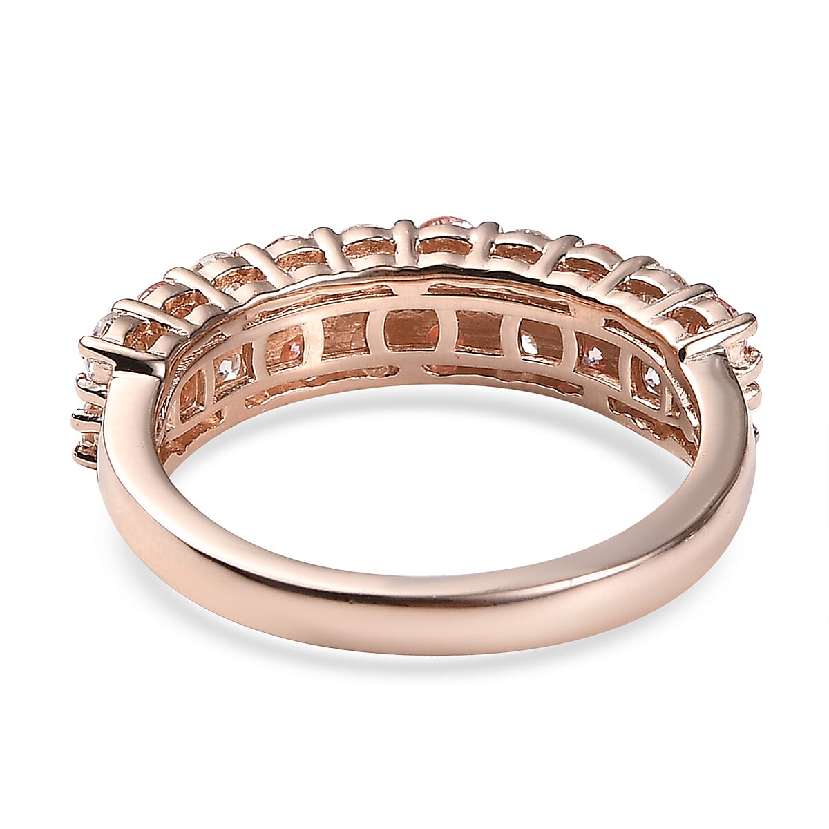 Lab Grown Pink Diamond IR and Lab Grown Diamond SI 1.30 ctw Ring in 18K Vermeil Rose Gold Over Sterling Silver (Size 7.0)