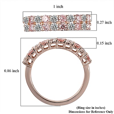 Lab Grown Pink Diamond IR and Lab Grown Diamond SI 1.30 ctw Ring in 18K Vermeil Rose Gold Over Sterling Silver (Size 7.0)
