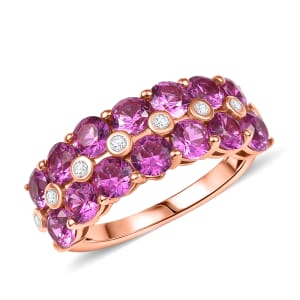 Karis Lab Created Pink and White Sapphire 4.50 ctw Nature's Bloom Ring in 18K RG Plated (Size 10.0)