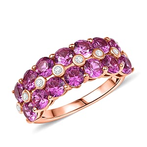 Karis Lab Created Pink and White Sapphire 4.50 ctw Nature's Bloom Ring in 18K RG Plated (Size 6.0)