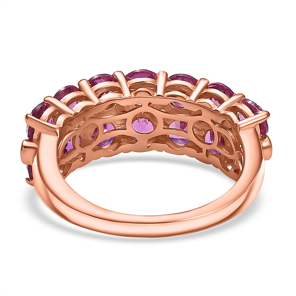 Karis Lab Created Pink and White Sapphire 4.50 ctw Nature's Bloom Ring in 18K RG Plated (Size 6.0) image number 4