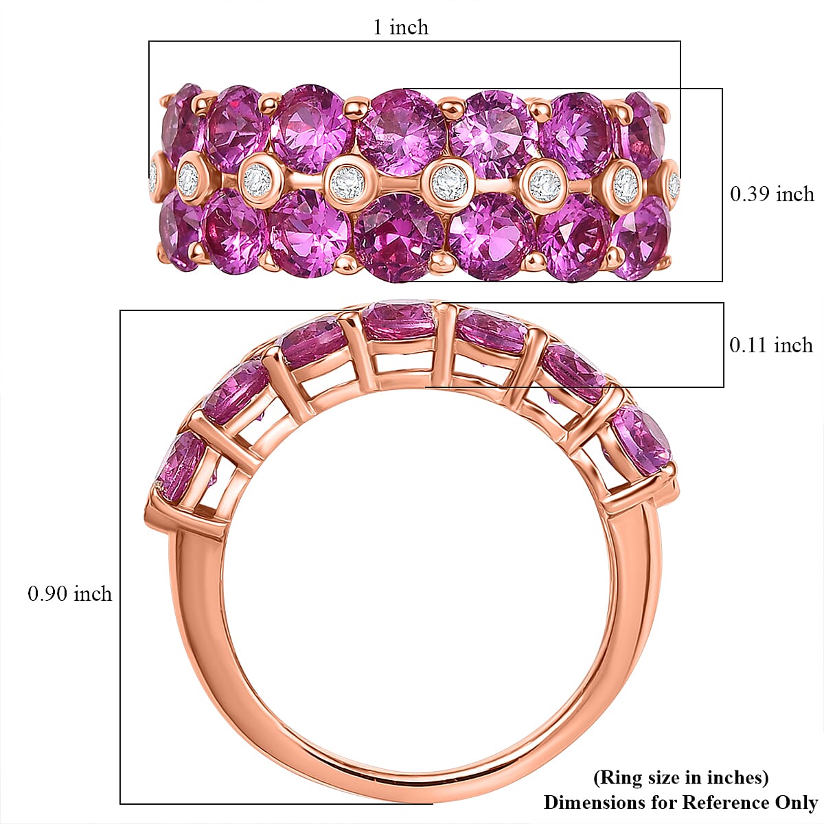 Karis Lab Created Pink and White Sapphire 4.50 ctw Nature's Bloom Ring in 18K RG Plated (Size 6.0) image number 5