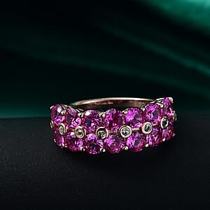 Karis Lab Created Pink and White Sapphire 4.50 ctw Nature's Bloom Ring in 18K RG Plated (Size 8.0)