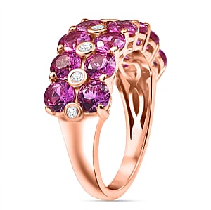 Karis Lab Created Pink and White Sapphire 4.50 ctw Nature's Bloom Ring in 18K RG Plated (Size 8.0)