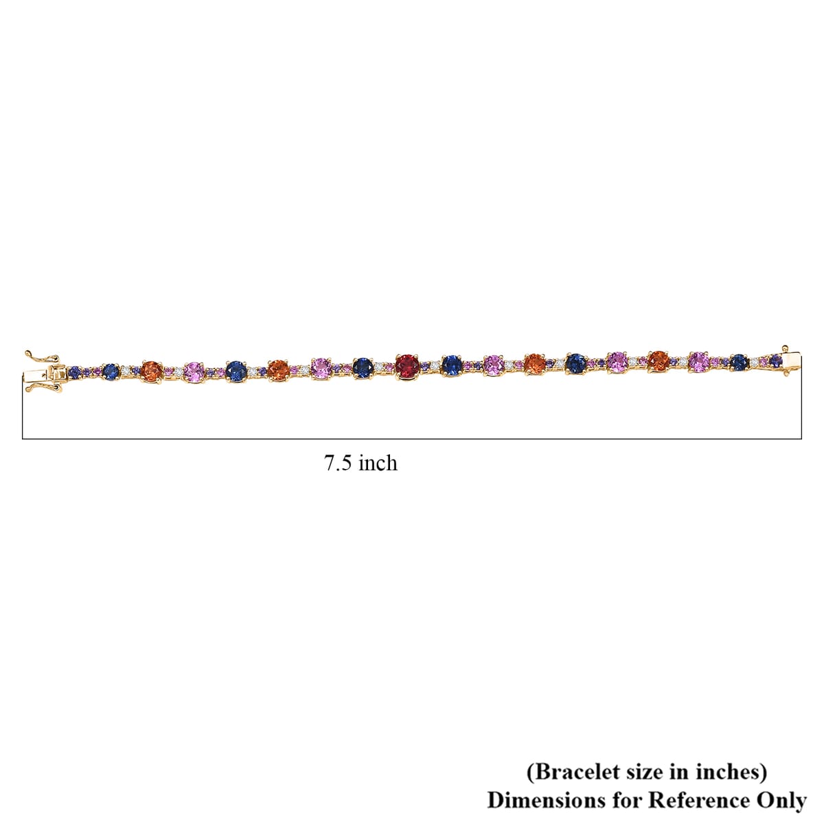 Karis Lab Created Multi Sapphire 13.20 ctw Rainbow Hues Bracelet in 18K YG Plated (7.25 In) image number 4