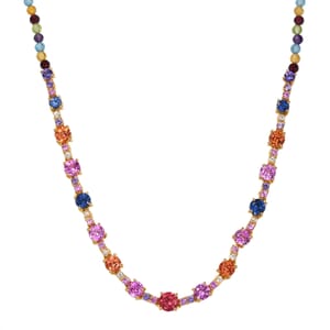 Karis Lab Created Multi Sapphire 29.20 ctw Rainbow Hues Necklace in 18K YG Plated 18 Inches