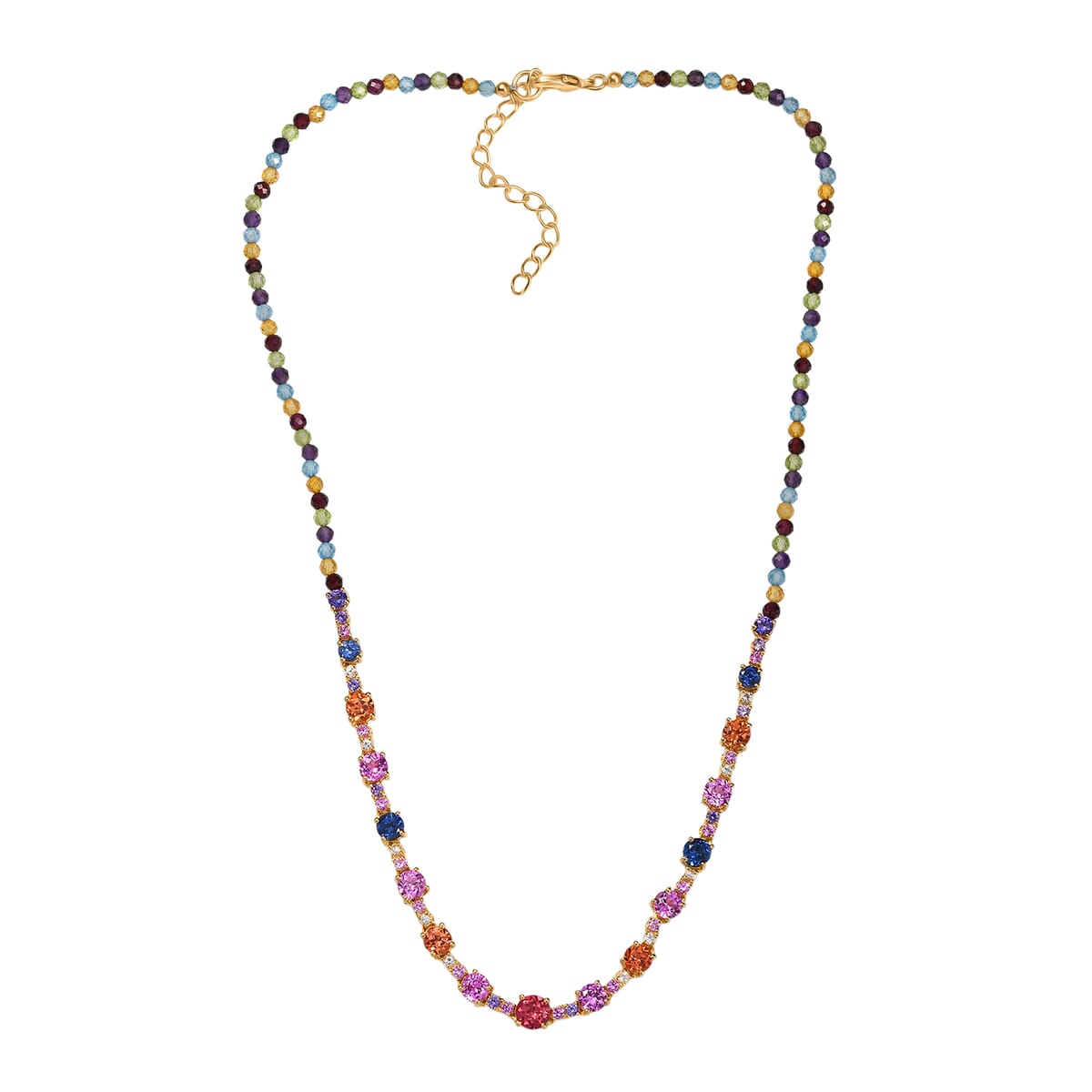 Karis Lab Created Multi Sapphire 29.20 ctw Rainbow Hues Necklace in 18K YG Plated 18 Inches image number 2