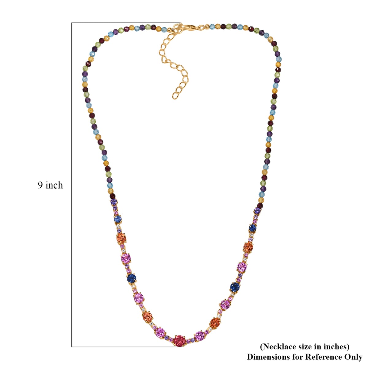 Karis Lab Created Multi Sapphire 29.20 ctw Rainbow Hues Necklace in 18K YG Plated 18 Inches image number 4