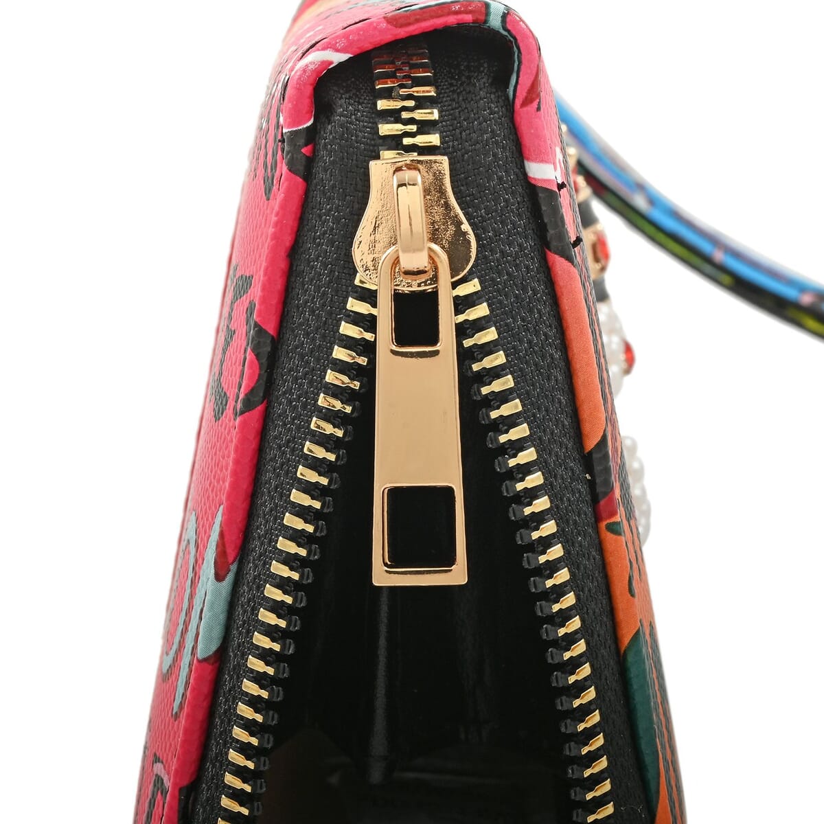 Closeout Chunma Multi Color Graffiti Design Vegan Leather Zipper Wristlet Wallet image number 1