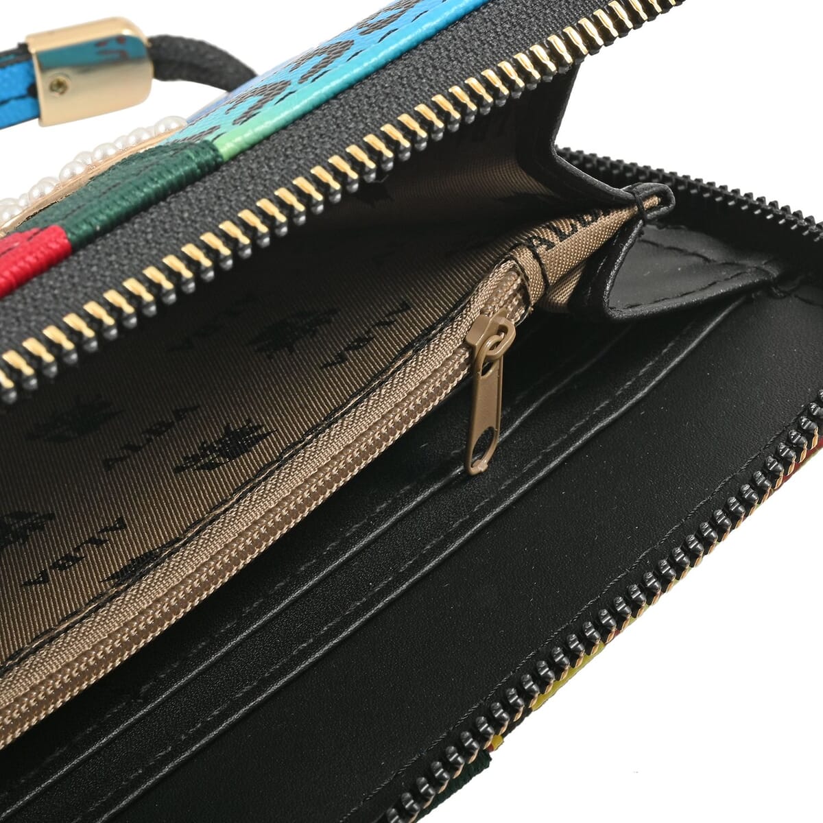 Closeout Chunma Multi Color Graffiti Design Vegan Leather Zipper Wristlet Wallet image number 3