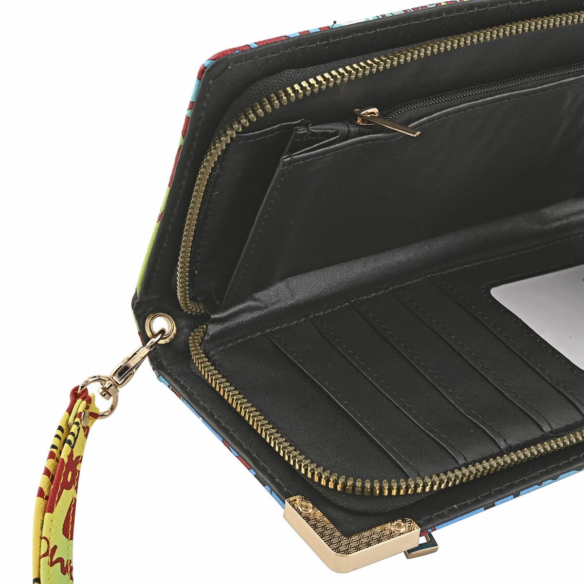 Closeout Chunma Multi Color Graffiti Design Vegan Leather Zipper Wristlet Wallet image number 4