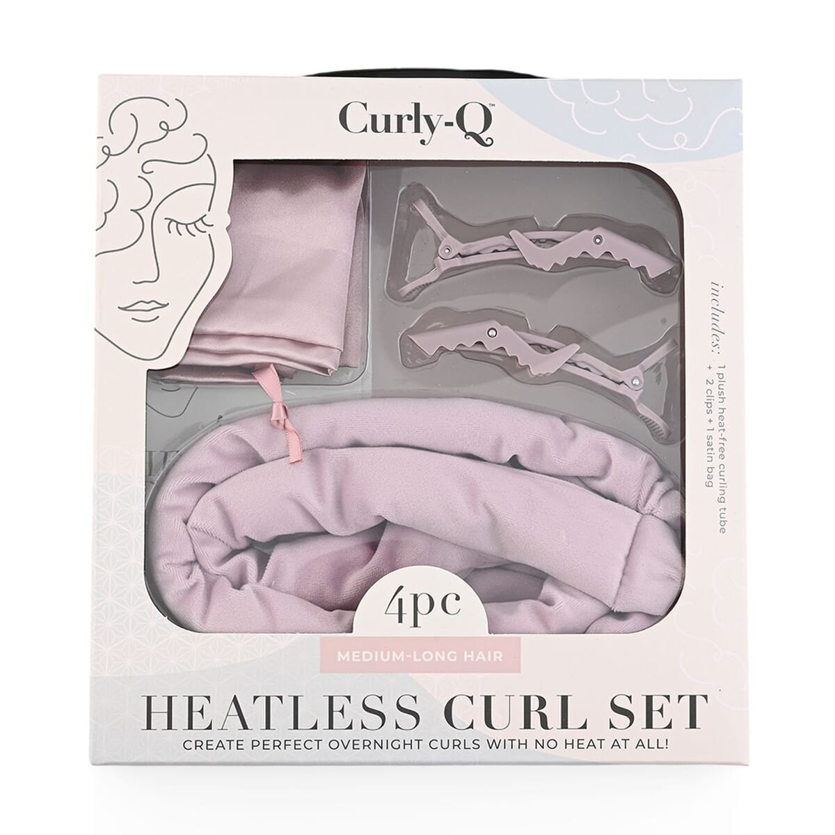 CurlyQ Long Dusty Mauve Curling Wrap & Clips image number 0