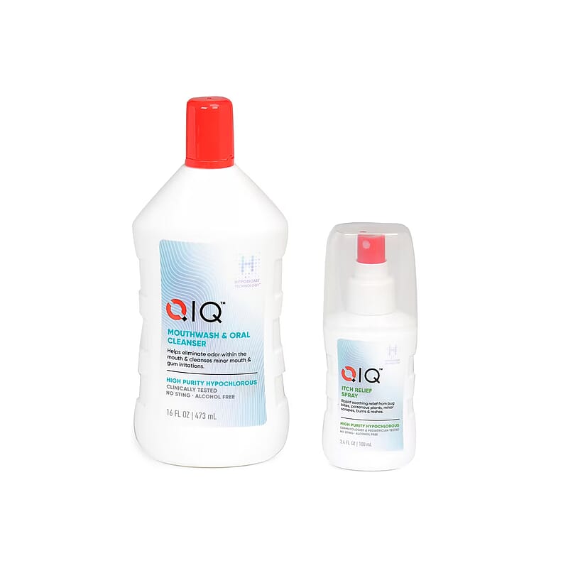QIQ Mouthwash & Oral Cleanser (16oz) with Itch Relief Spray (3.4oz)