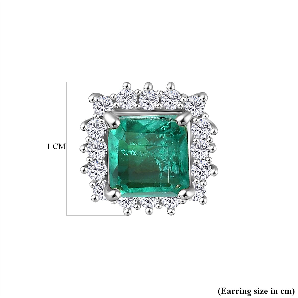 Emeraldine Quartz (Triplet) and White Zircon 3.00 ctw Earrings in Rhodium Over Sterling Silver