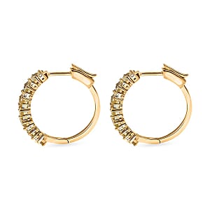 D'Joy Madagascar Yellow Apatite and White Zircon 2.90 ctw Hoop Earrings in 18K Vermeil Yellow Gold Over Sterling Silver