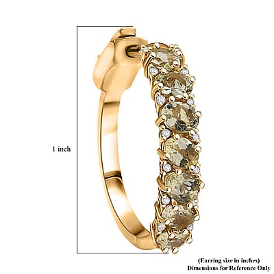 D'Joy Madagascar Yellow Apatite and White Zircon 2.90 ctw Hoop Earrings in 18K Vermeil Yellow Gold Over Sterling Silver
