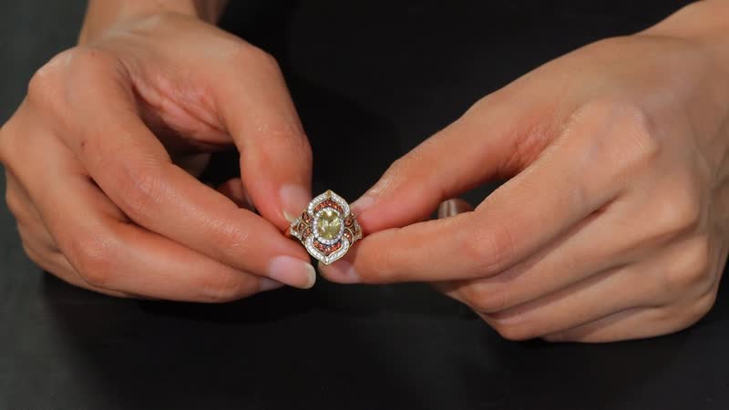 Yellow Apatite, Brown and White Zircon 2.25 ctw Ring in 18K Vermeil Yellow Gold Over Sterling Silver (Size 7.0)