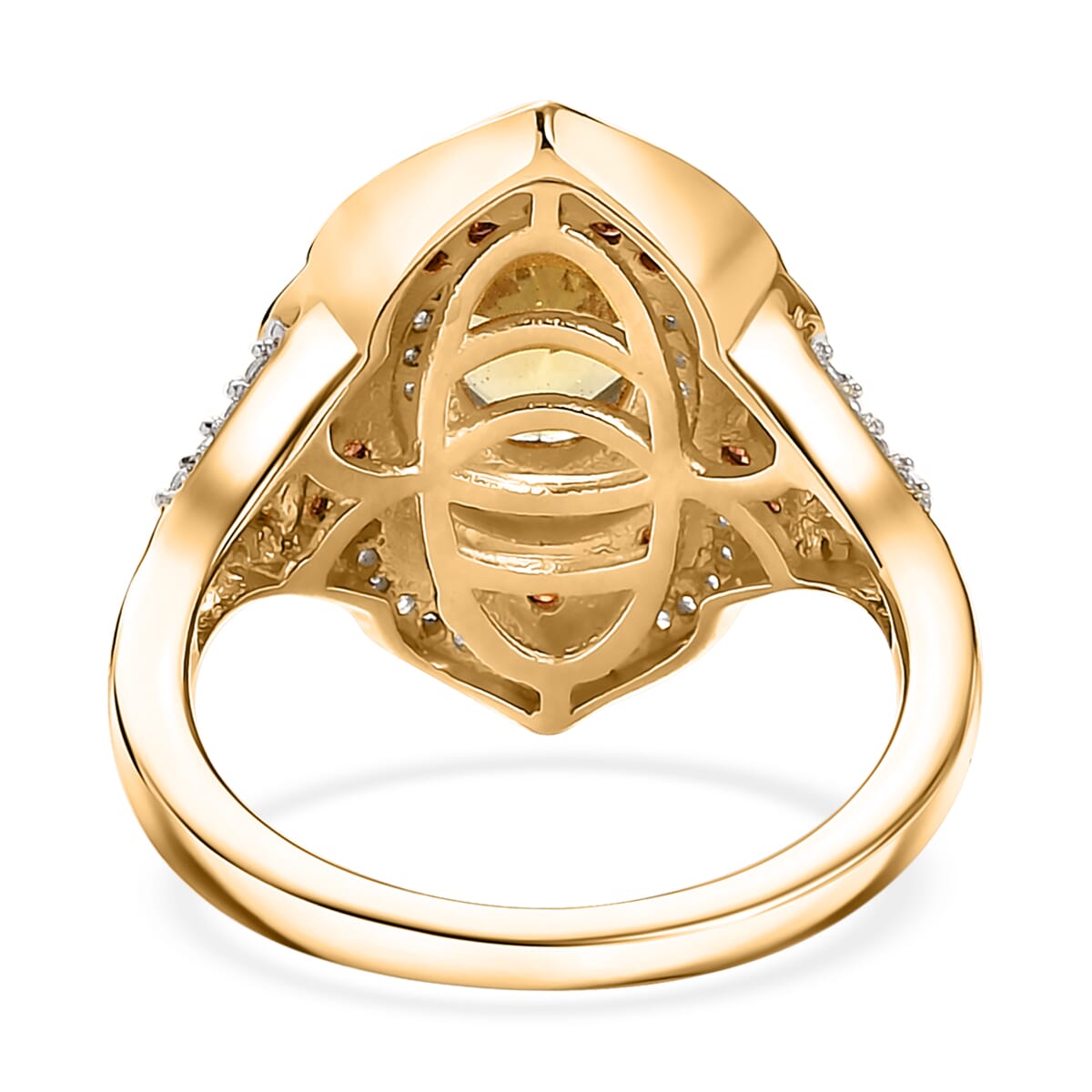 Yellow Apatite, Brown and White Zircon 2.25 ctw Ring in 18K Vermeil Yellow Gold Over Sterling Silver (Size 7.0) image number 4