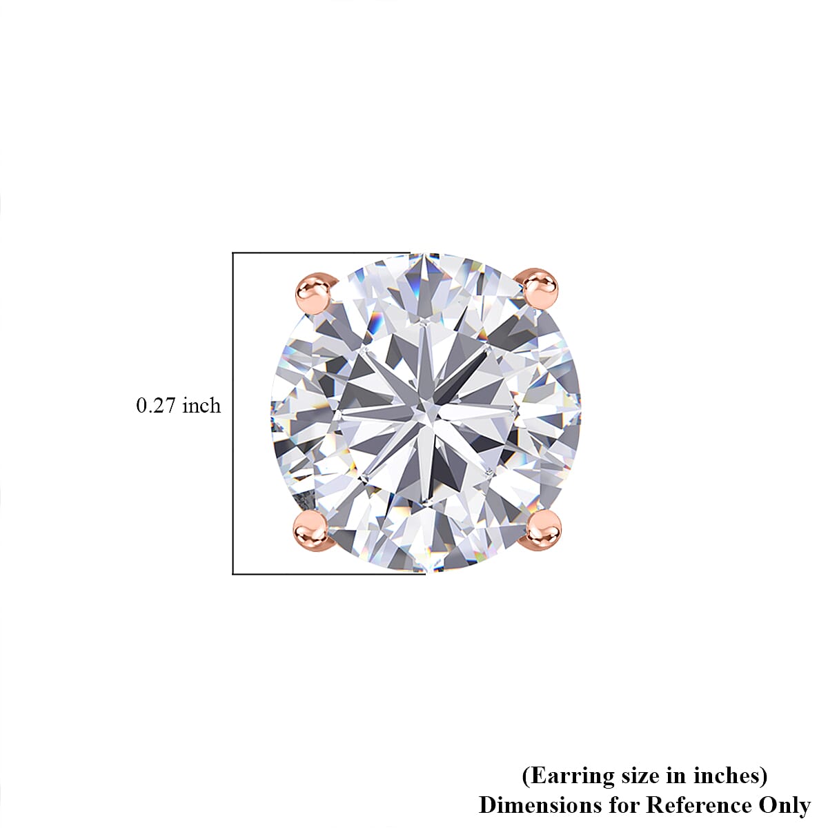 D'Joy 120 Facet Moissanite (Rnd 6.5mm) 2.00 ctw Solitaire Stud Earrings in 18K Vermeil Rose Gold Over Sterling Silver (Del. In 10-12 Days)