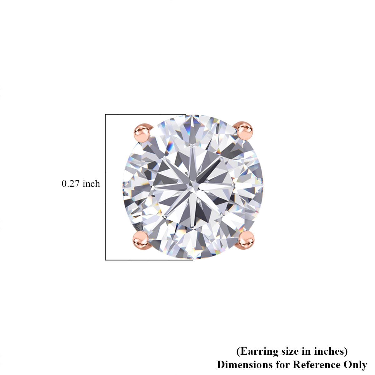 D'Joy 120 Facet Moissanite 2.00 ctw Solitaire Stud Earrings in 18K Vermeil Rose Gold Over Sterling Silver image number 5