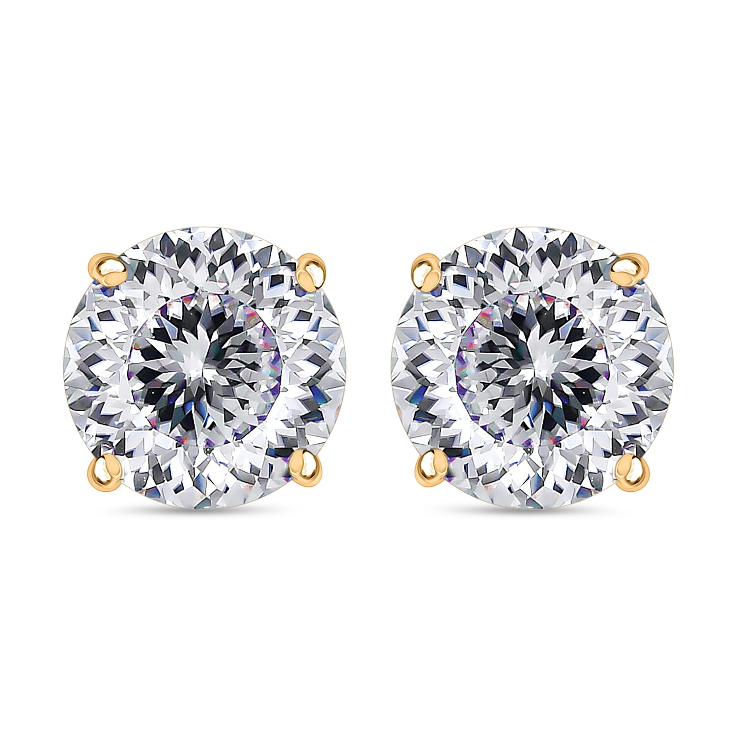 120 Facet Moissanite Solitaire Stud Earrings in 18K Vermeil Rose Gold Over Sterling Silver 2.00 ctw