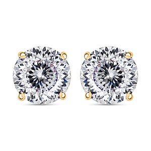 D'Joy 120 Facet Moissanite 2.00 ctw Earrings in 18K Vermeil Yellow Gold Over Sterling Silver