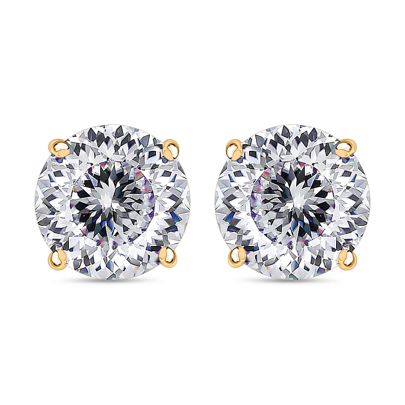 D'Joy 120 Facet Moissanite 2.00 ctw Earrings in 18K Vermeil Yellow Gold Over Sterling Silver