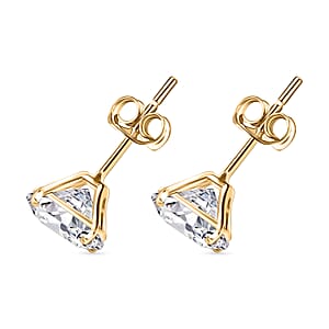 D'Joy 120 Facet Moissanite 2.00 ctw Earrings in 18K Vermeil Yellow Gold Over Sterling Silver (Del. In 10-12 Days)