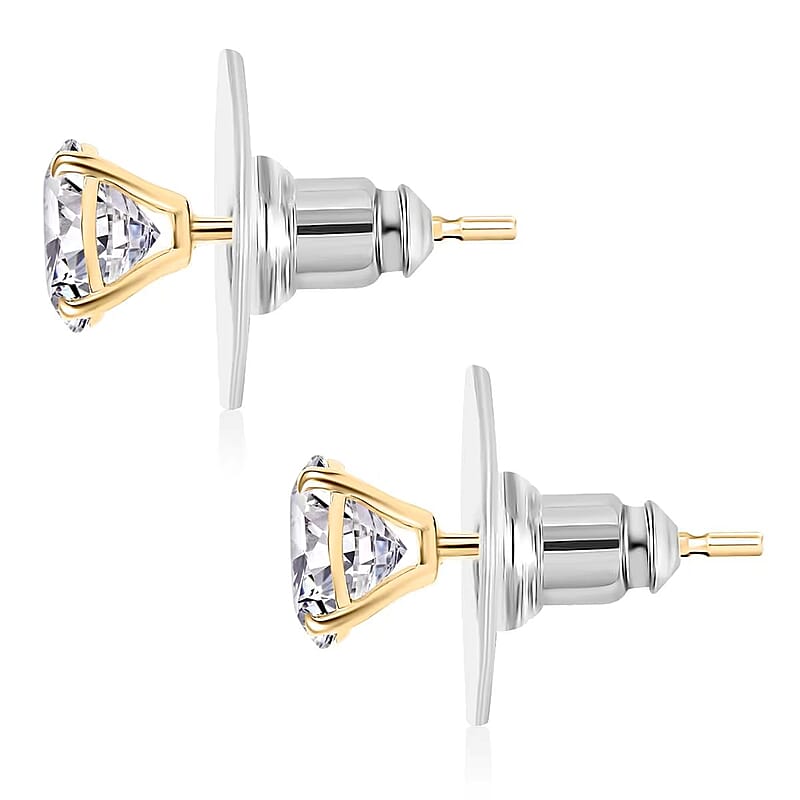 D'Joy 120 Facet Moissanite 2.00 ctw Earrings in 18K Vermeil Yellow Gold Over Sterling Silver
