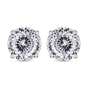 D'Joy 120 Facet Moissanite 2.00 ctw Earrings in Rhodium Over Sterling Silver (Del. in 10-12 Days)