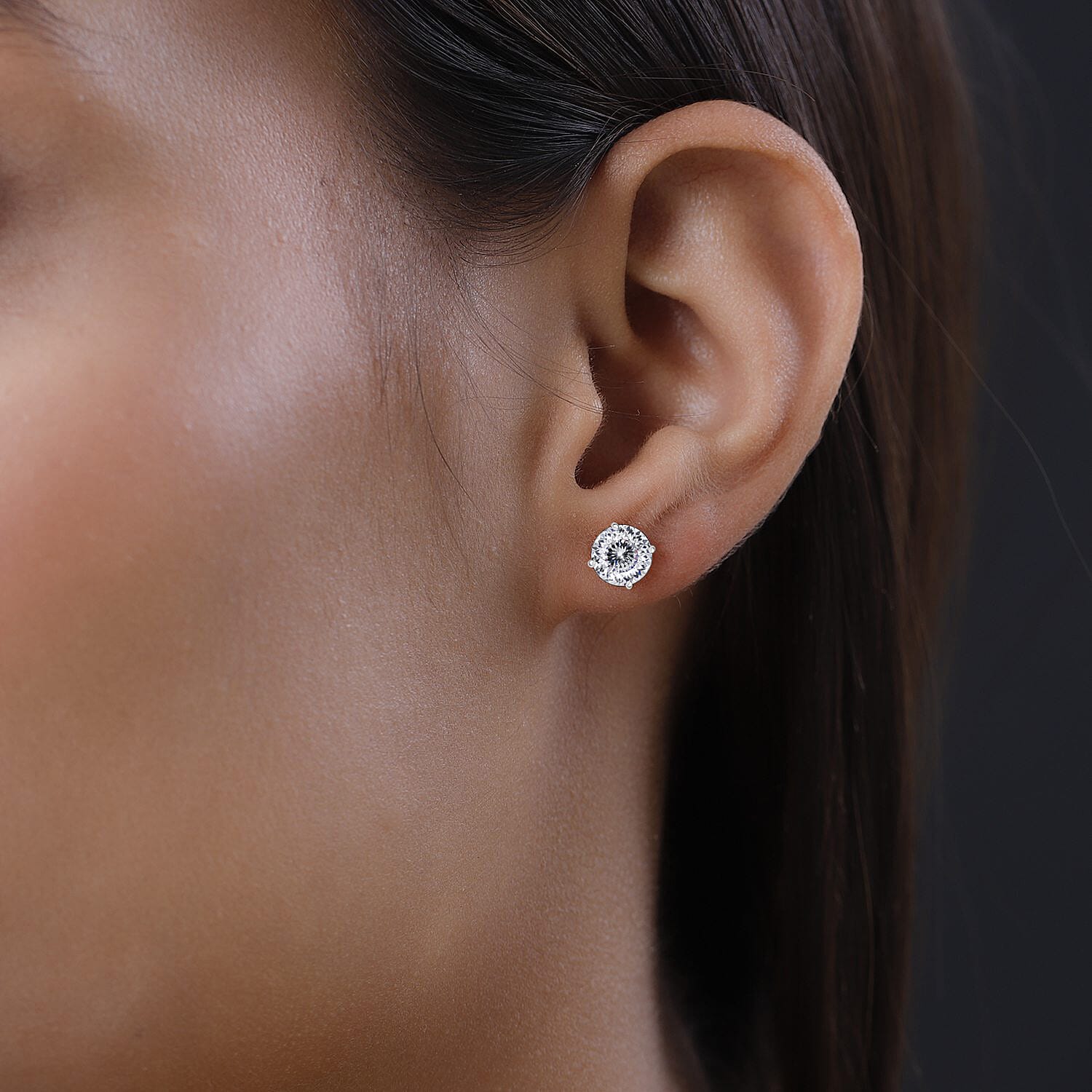 D'Joy 120 Facet Moissanite 2.00 ctw Earrings in Rhodium Over Sterling Silver
