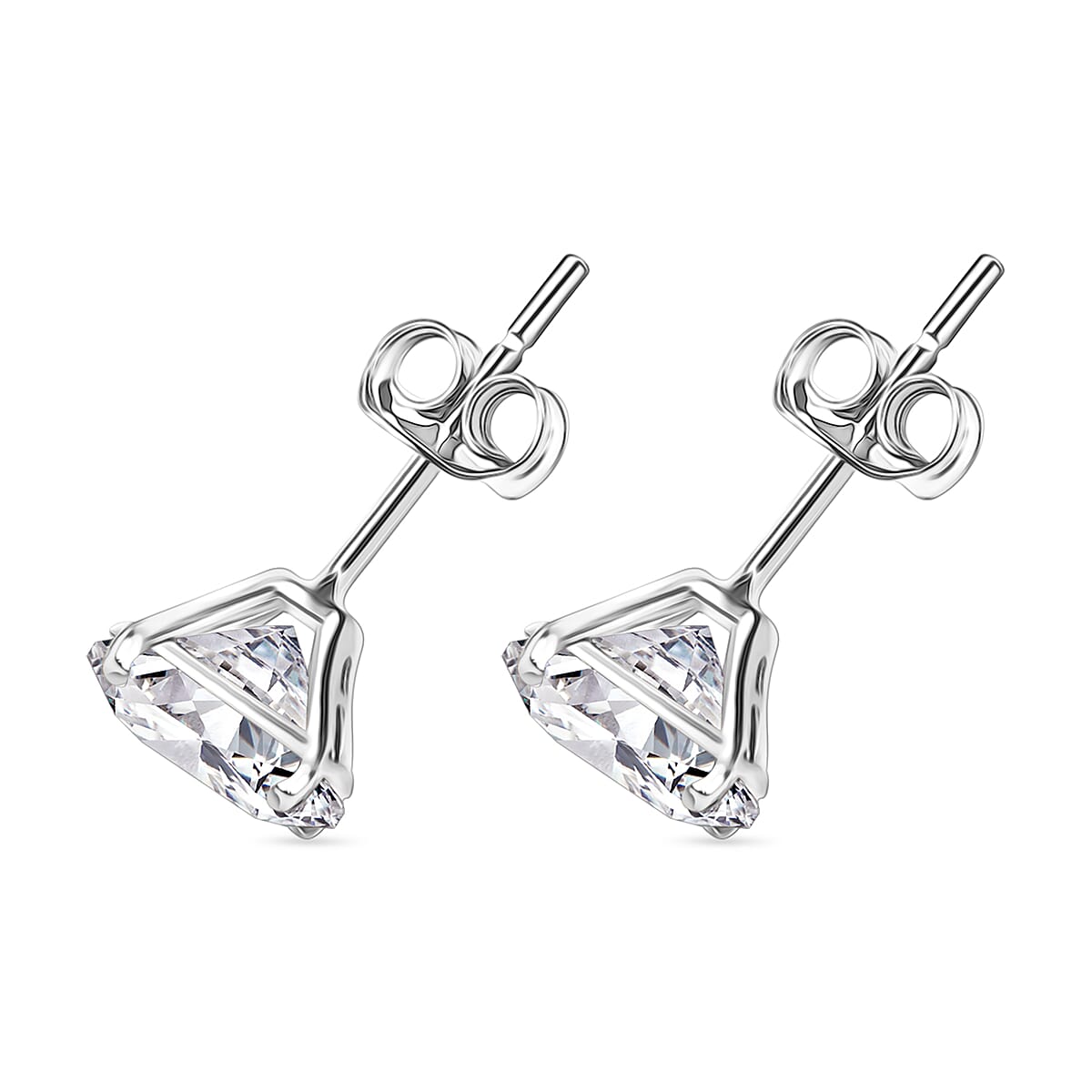 D'Joy 120 Facet Moissanite 2.00 ctw Earrings in Rhodium Over Sterling Silver (Del. in 10-12 Days) image number 2