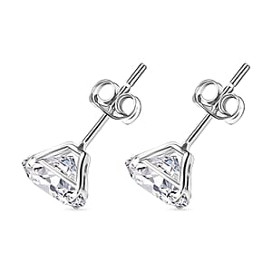 D'Joy 120 Facet Moissanite 2.00 ctw Earrings in Rhodium Over Sterling Silver (Del. in 10-12 Days)
