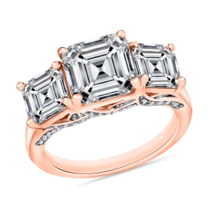 Heart and Arrow Cut Moissanite 5.35 ctw Ring in 18K Vermeil Rose Gold Over Sterling Silver (Size 10.0)