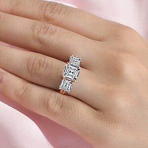 Heart and Arrow Cut Moissanite 5.35 ctw Ring in 18K Vermeil Rose Gold Over Sterling Silver (Size 10.0) (Del. in 10-12 Days)