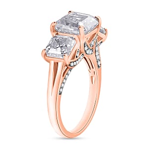 Heart and Arrow Cut Moissanite 5.35 ctw Ring in 18K Vermeil Rose Gold Over Sterling Silver (Size 10.0) (Del. in 10-12 Days)