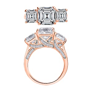 Heart and Arrow Cut Moissanite 5.35 ctw Ring in 18K Vermeil Rose Gold Over Sterling Silver (Size 10.0) (Del. in 10-12 Days)