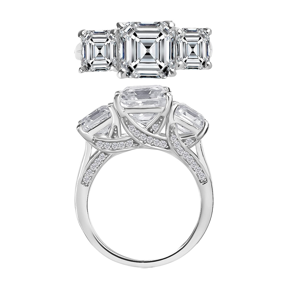 D'Joy Heart and Arrow Cut Moissanite 5.35 ctw Ring in Rhodium Over Sterling Silver (Size 7.0) (Del. in 10-12 Days) image number 3