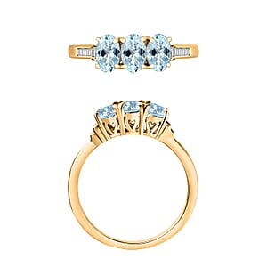 Luxoro Premium Santa Maria Aquamarine and G-H I2 Diamond 1.30 ctw Ring in 14K Yellow Gold (Size 10.0) (Del. in 10-12 Days)