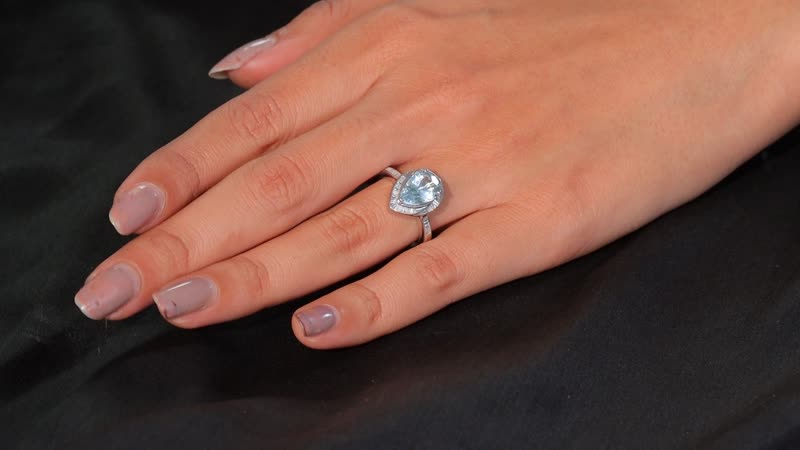 Premium Mangoro Aquamarine and Diamond 1.90 ctw Ring in Rhodium Over Sterling Silver (Size 10.0)