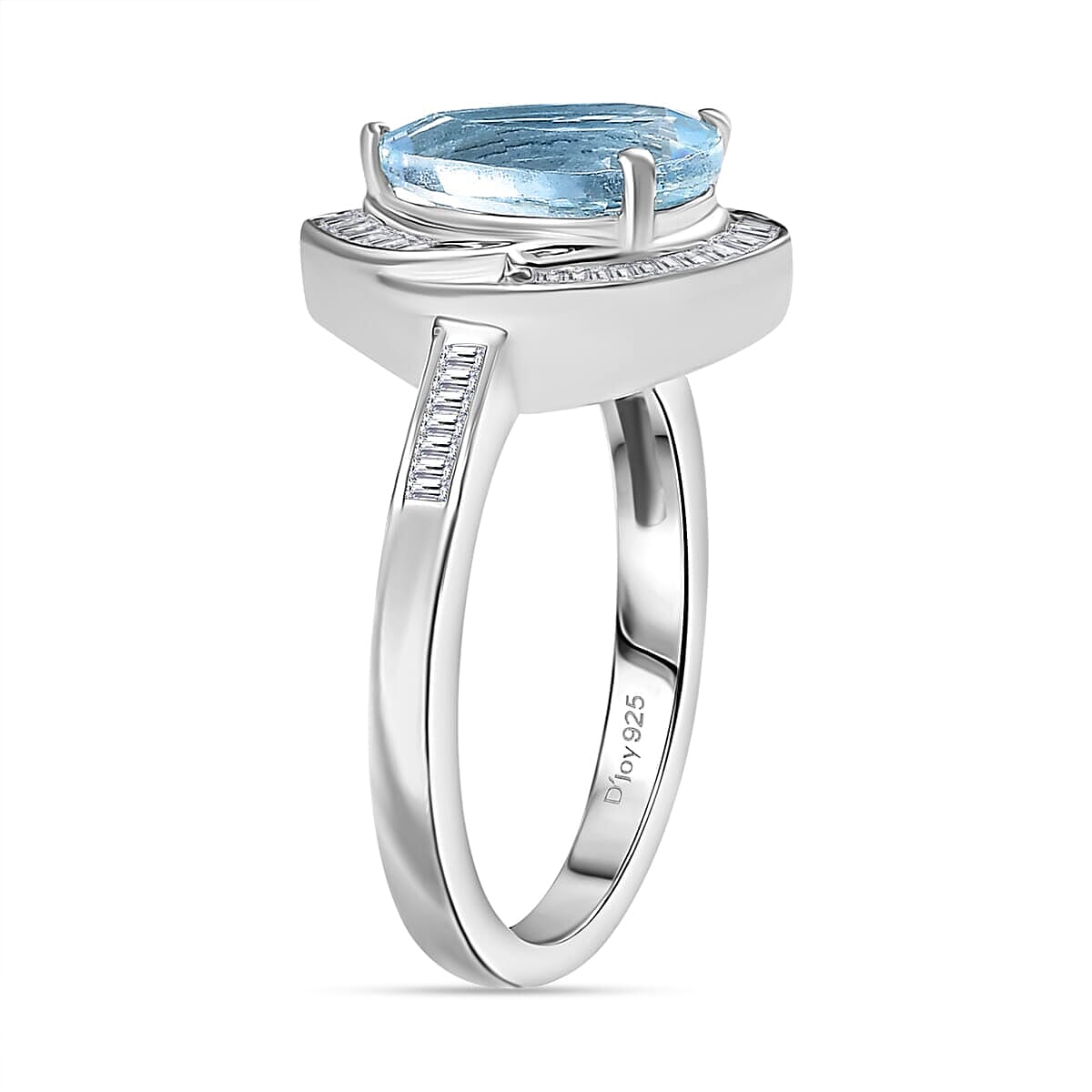 Premium Mangoro Aquamarine and Diamond 1.90 ctw Ring in Rhodium Over Sterling Silver (Size 10.0)