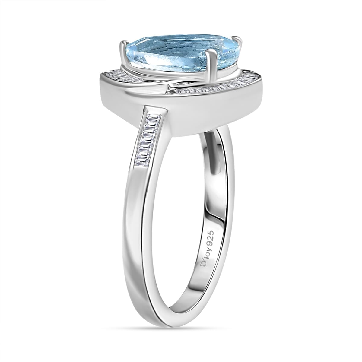 Premium Mangoro Aquamarine and Diamond 1.90 ctw Ring in Rhodium Over Sterling Silver (Size 6.0) image number 3
