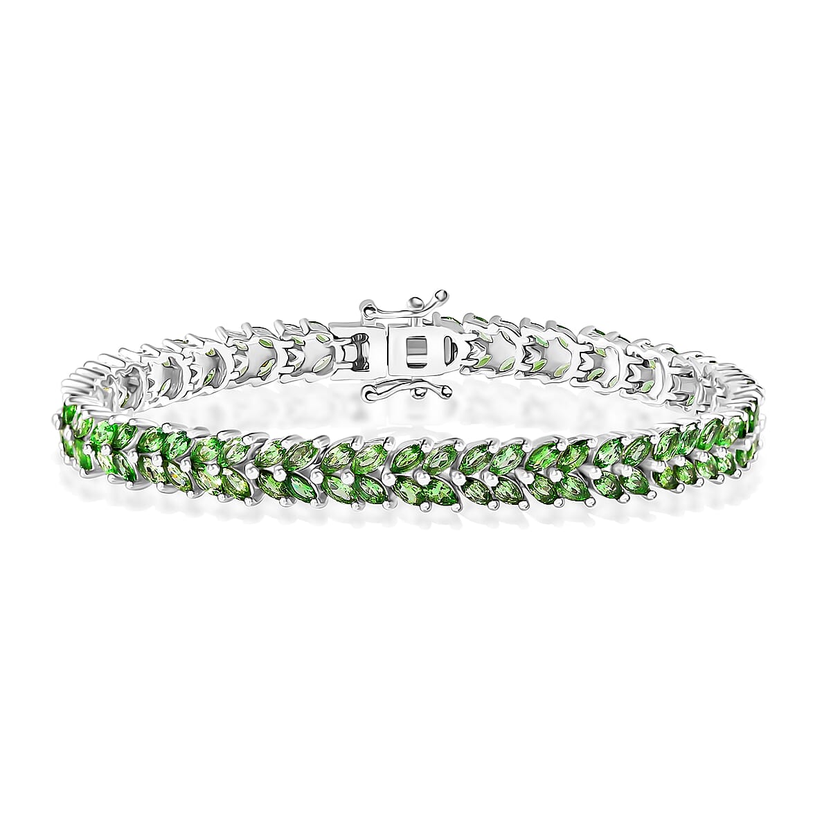 Tsavorite Garnet 10.20 ctw Bracelet in Rhodium Over Sterling Silver (7.25 In) image number 0