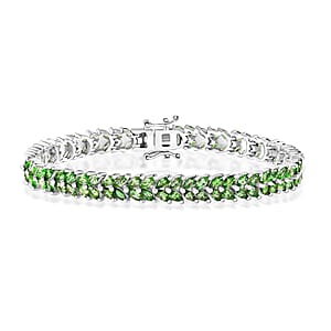 Tsavorite Garnet 10.20 ctw Bracelet in Rhodium Over Sterling Silver (7.25 In)