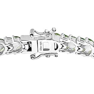 Tsavorite Garnet 10.20 ctw Bracelet in Rhodium Over Sterling Silver (7.25 In) (Del. in 10-12 Days)