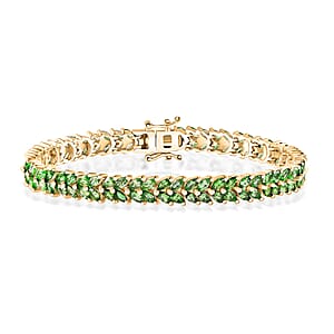 Tsavorite Garnet 10.20 ctw Bracelet in 18K Vermeil Yellow Gold Over Sterling Silver (7.25 In)