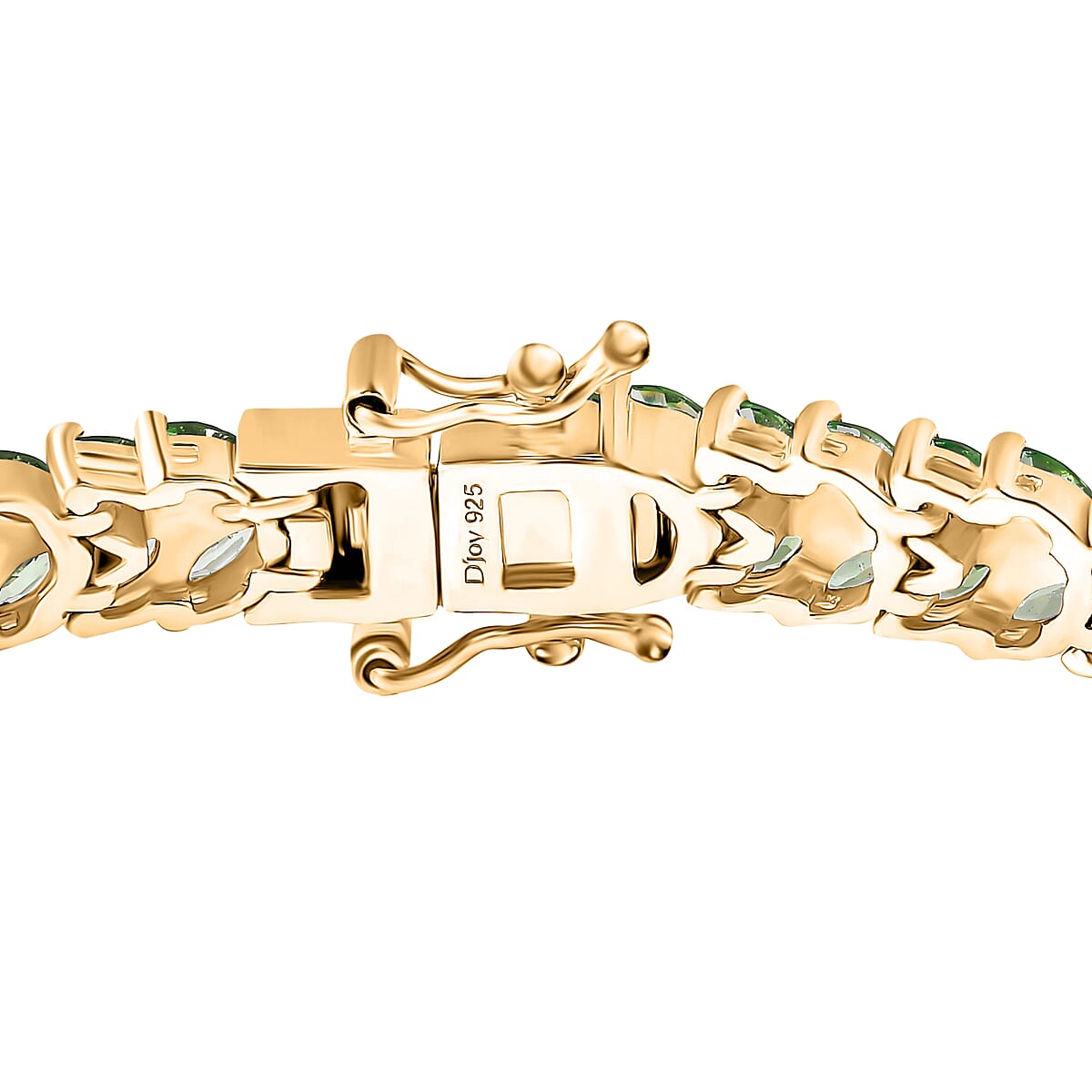 Tsavorite Garnet 10.20 ctw Bracelet in 18K Vermeil Yellow Gold Over Sterling Silver (7.25 In) image number 2